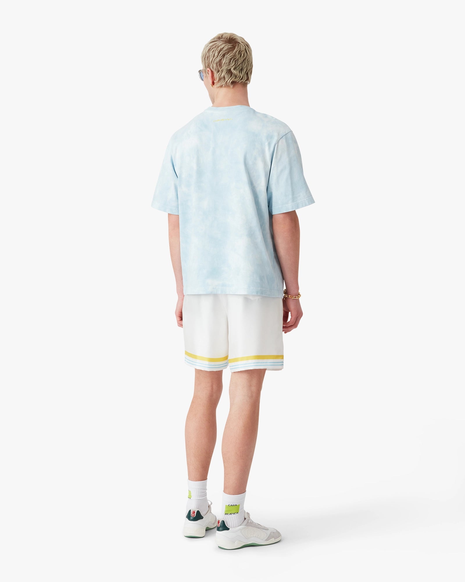 Blue Tie Dye Oversized CC Smile Short Sleeve T-Shirt