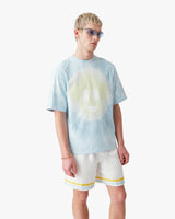 Blue Tie Dye Oversized CC Smile Short Sleeve T-Shirt