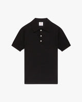 Black Pointelle Monogram Short Sleeve Polo Shirt