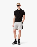 Black Pointelle Monogram Short Sleeve Polo Shirt