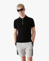 Black Pointelle Monogram Short Sleeve Polo Shirt
