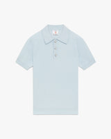 Blue Pointelle Monogram Short Sleeve Polo Shirt