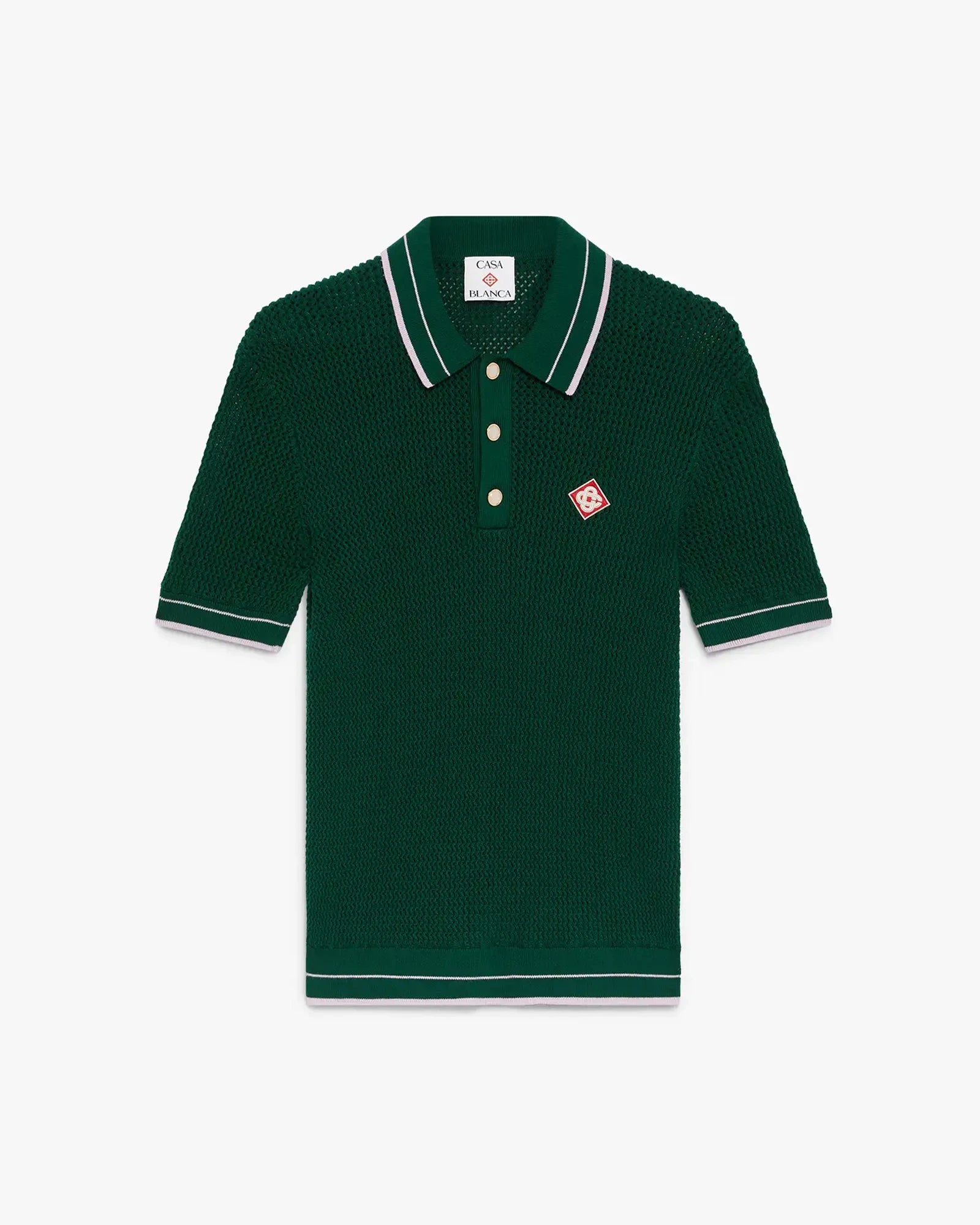 Green Crochet Short Sleeve Polo Shirt