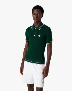 Green Crochet Short Sleeve Polo Shirt