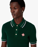 Green Crochet Short Sleeve Polo Shirt