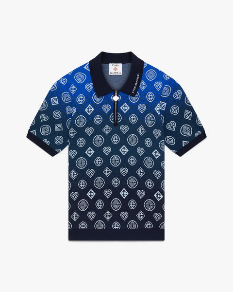 Gradient Monogram Knitted Short Sleeve Polo Shirt | Casablanca Paris