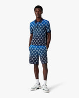 Navy Gradient Monogram Knitted Short Sleeve Polo Shirt