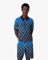 Navy Gradient Monogram Knitted Short Sleeve Polo Shirt