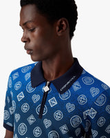 Navy Gradient Monogram Knitted Short Sleeve Polo Shirt