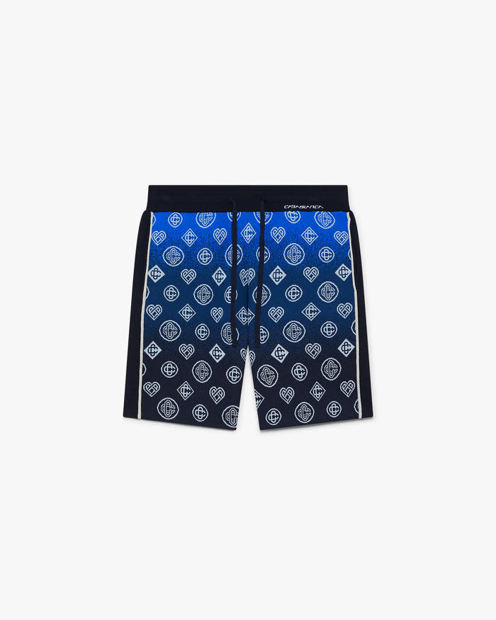 Navy Gradient Monogram Knitted Shorts