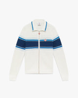 White & Blue Striped Mesh Track Jacket