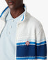 White & Blue Striped Mesh Track Jacket