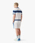 White & Blue Striped Mesh Short Sleeve Polo Shirt