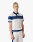 White & Blue Striped Mesh Short Sleeve Polo Shirt