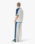 White & Blue Striped Mesh Track Pants