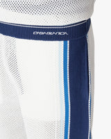 White & Blue Striped Mesh Track Shorts
