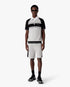 Metallic Mesh Stripe Zip Short Sleeve Polo Shirt
