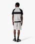 Metallic Mesh Stripe Zip Short Sleeve Polo Shirt