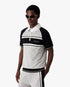 Metallic Mesh Stripe Zip Short Sleeve Polo Shirt