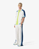 White & Blue Short Sleeve Crochet Shirt