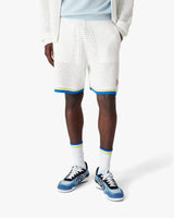 White & Blue Crochet Shorts