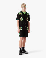 Glitch Orchid Embroidered Short Sleeve Crochet Shirt