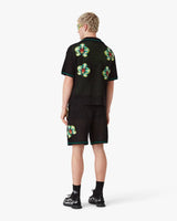 Glitch Orchid Embroidered Short Sleeve Crochet Shirt