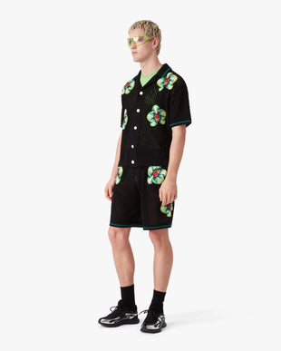 Glitch Orchid Embroidered Crochet Short