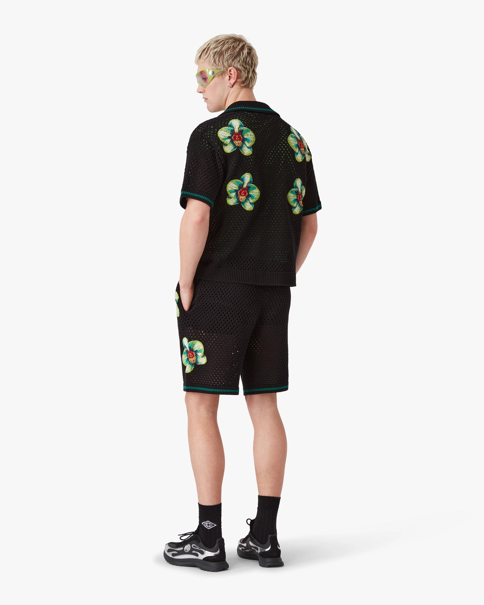 Glitch Orchid Embroidered Crochet Short