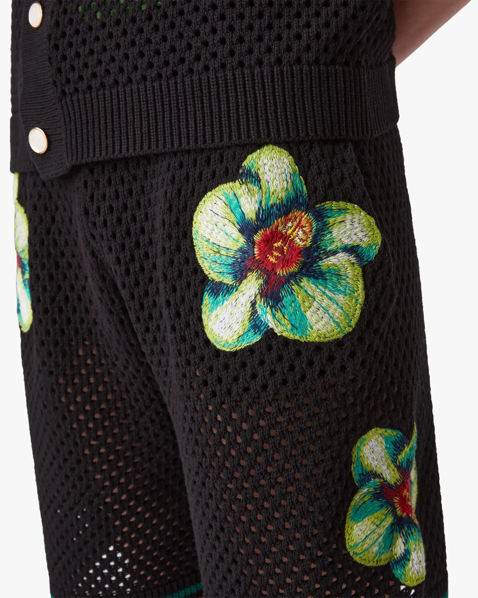 Glitch Orchid Embroidered Crochet Short