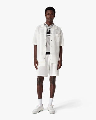 White Short Sleeve Mesh Shirt