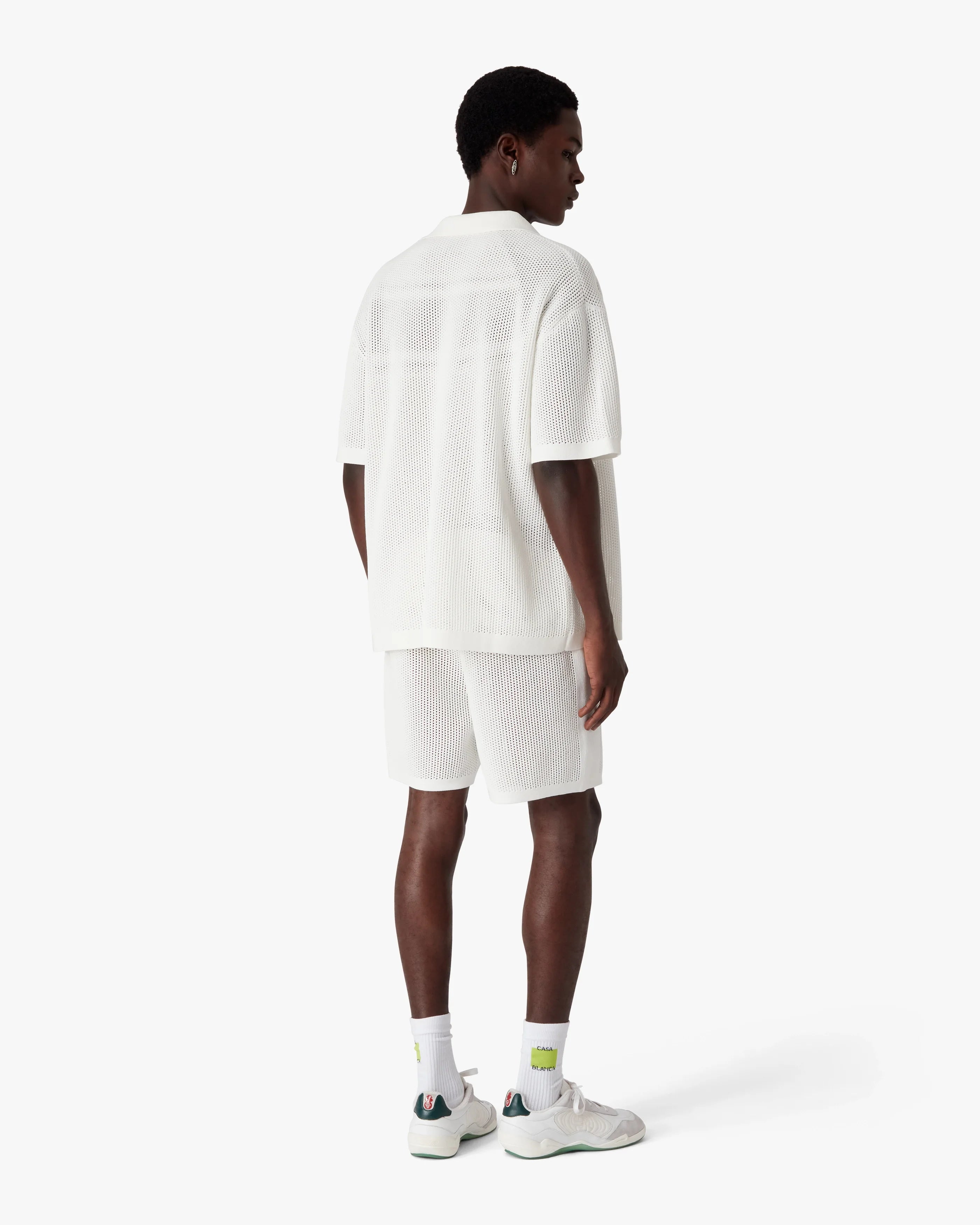 White Short Sleeve Mesh Shirt