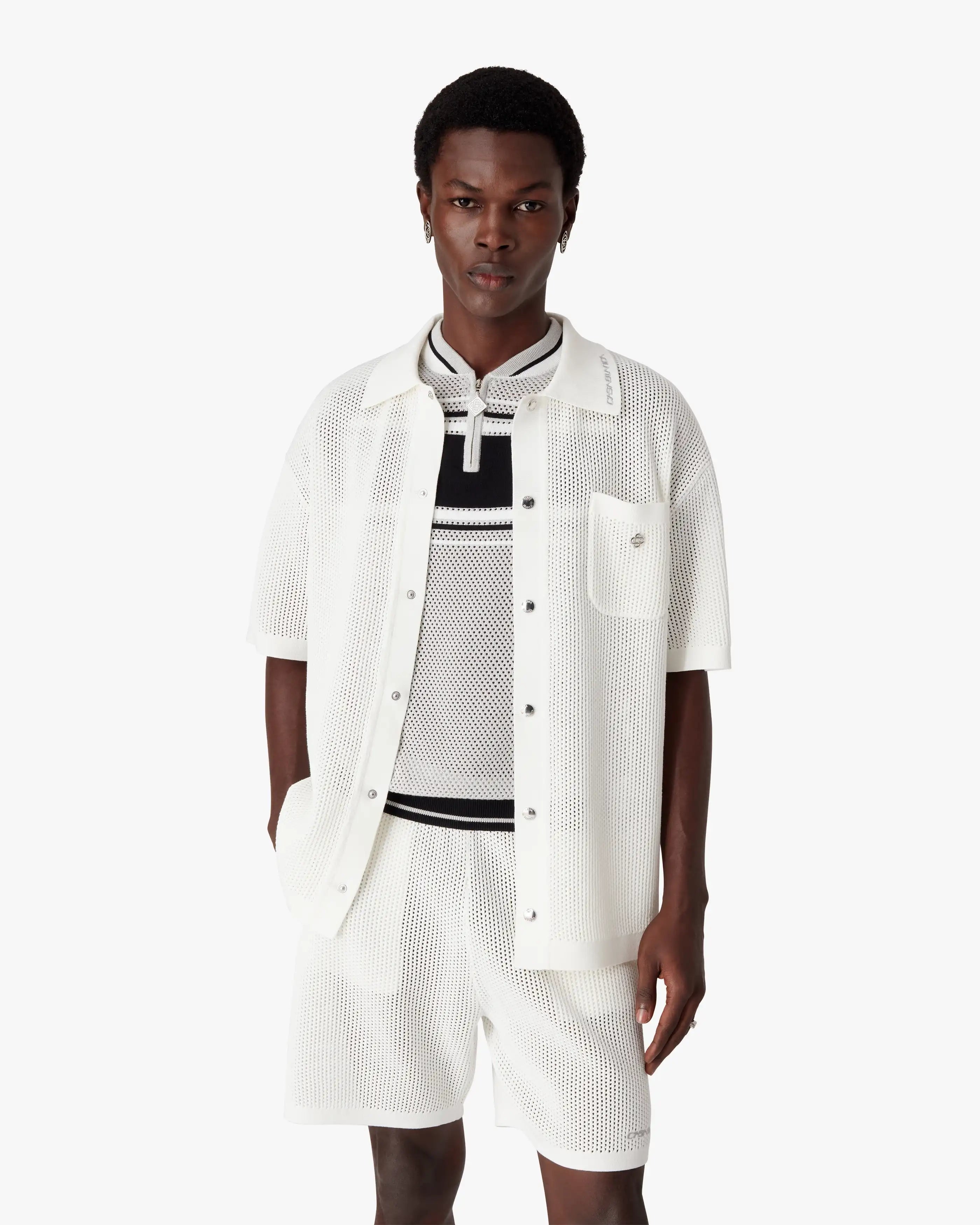 White Short Sleeve Mesh Shirt