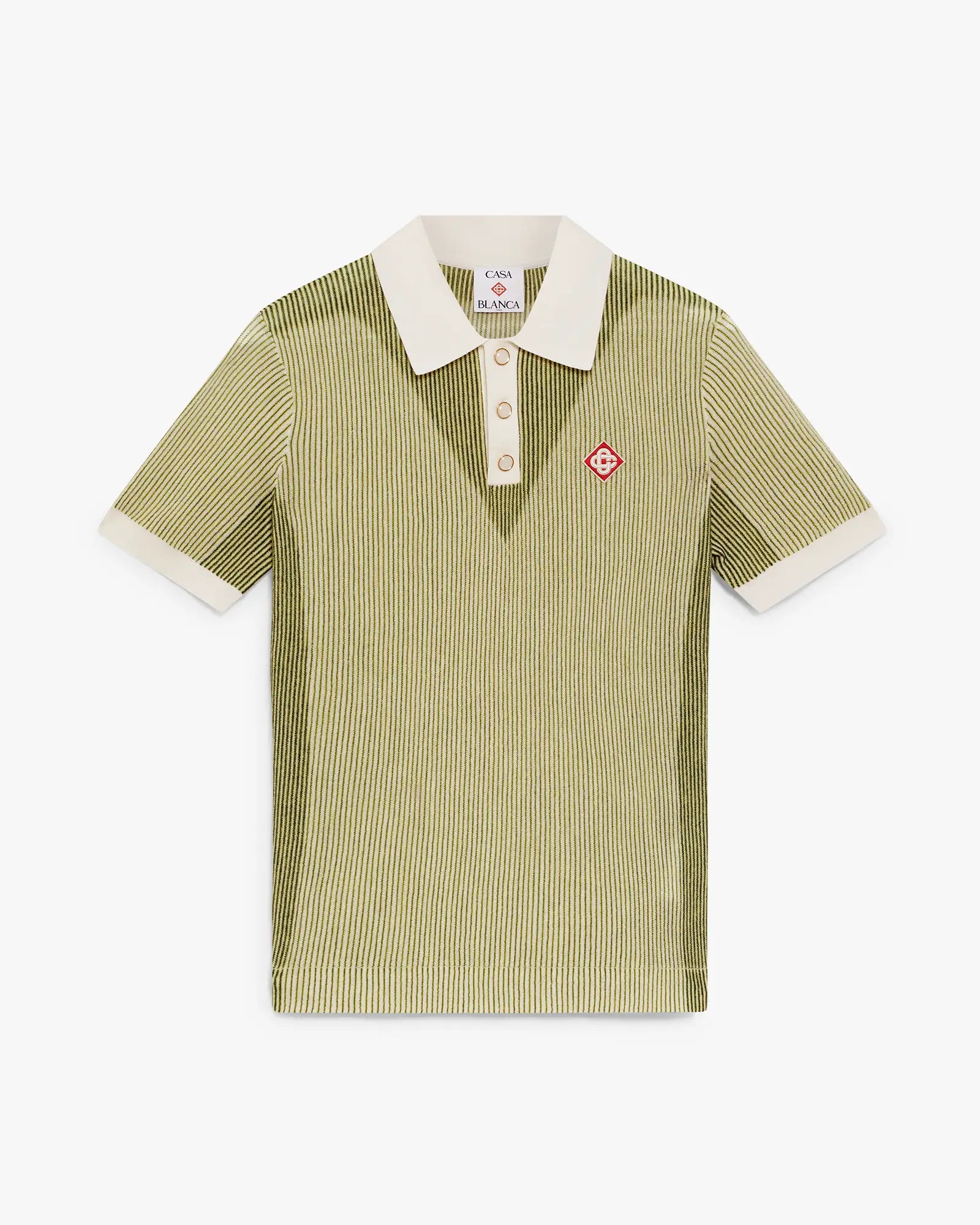 Vertical Stripe Short Sleeve Polo Shirt