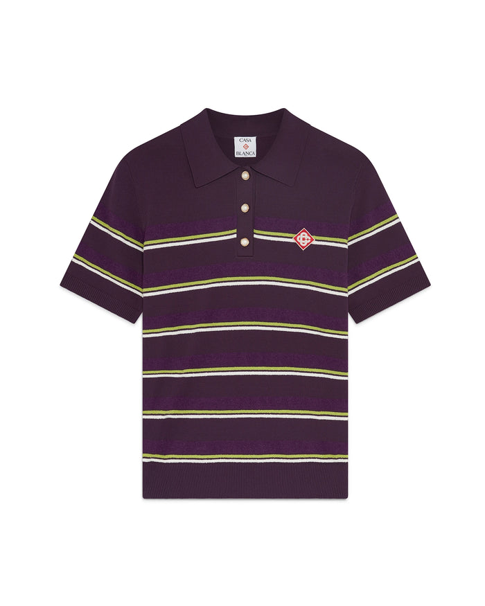 Purple Stripe Short Sleeve Polo Shirt