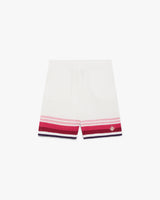 White & Pink Striped Crochet Shorts
