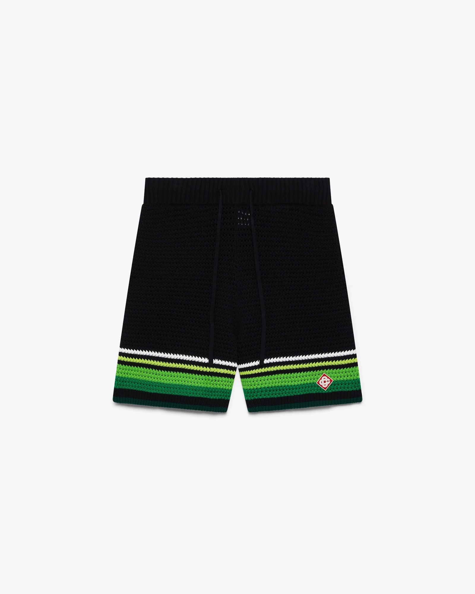Black & Green Striped Crochet Shorts