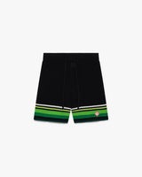 Black & Green Striped Crochet Shorts