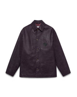 Purple Ostrich Embossed Leather Workwear Jacket