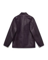 Purple Ostrich Embossed Leather Workwear Jacket