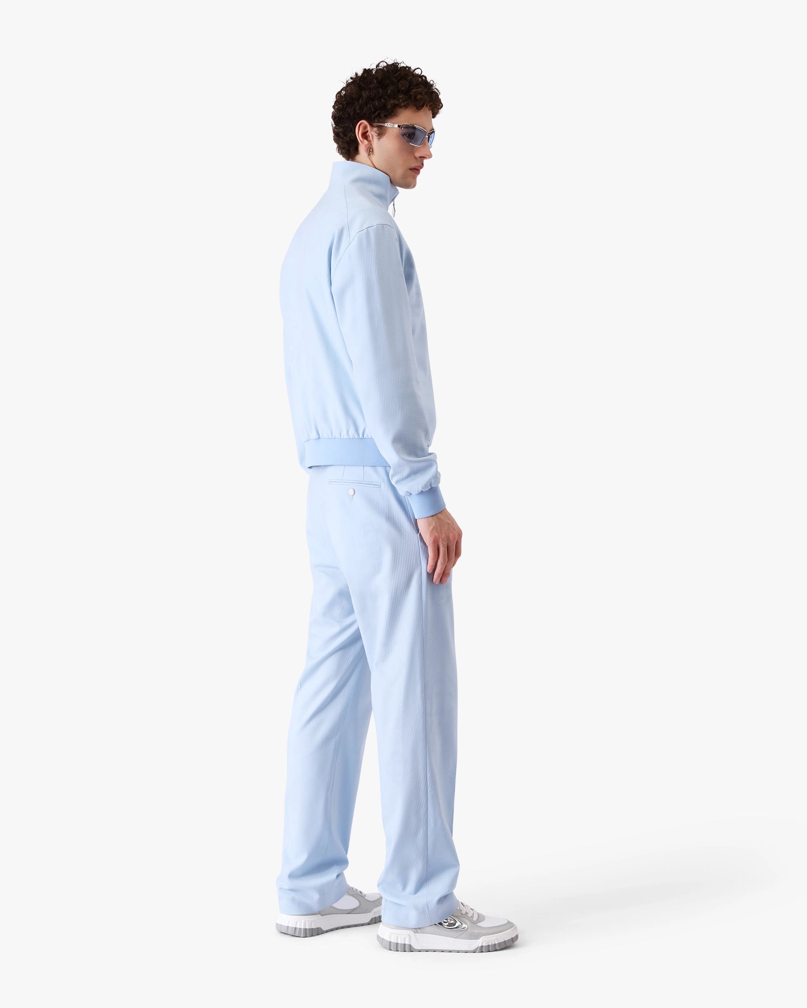 Pale Blue Jacquard Zip Jacket