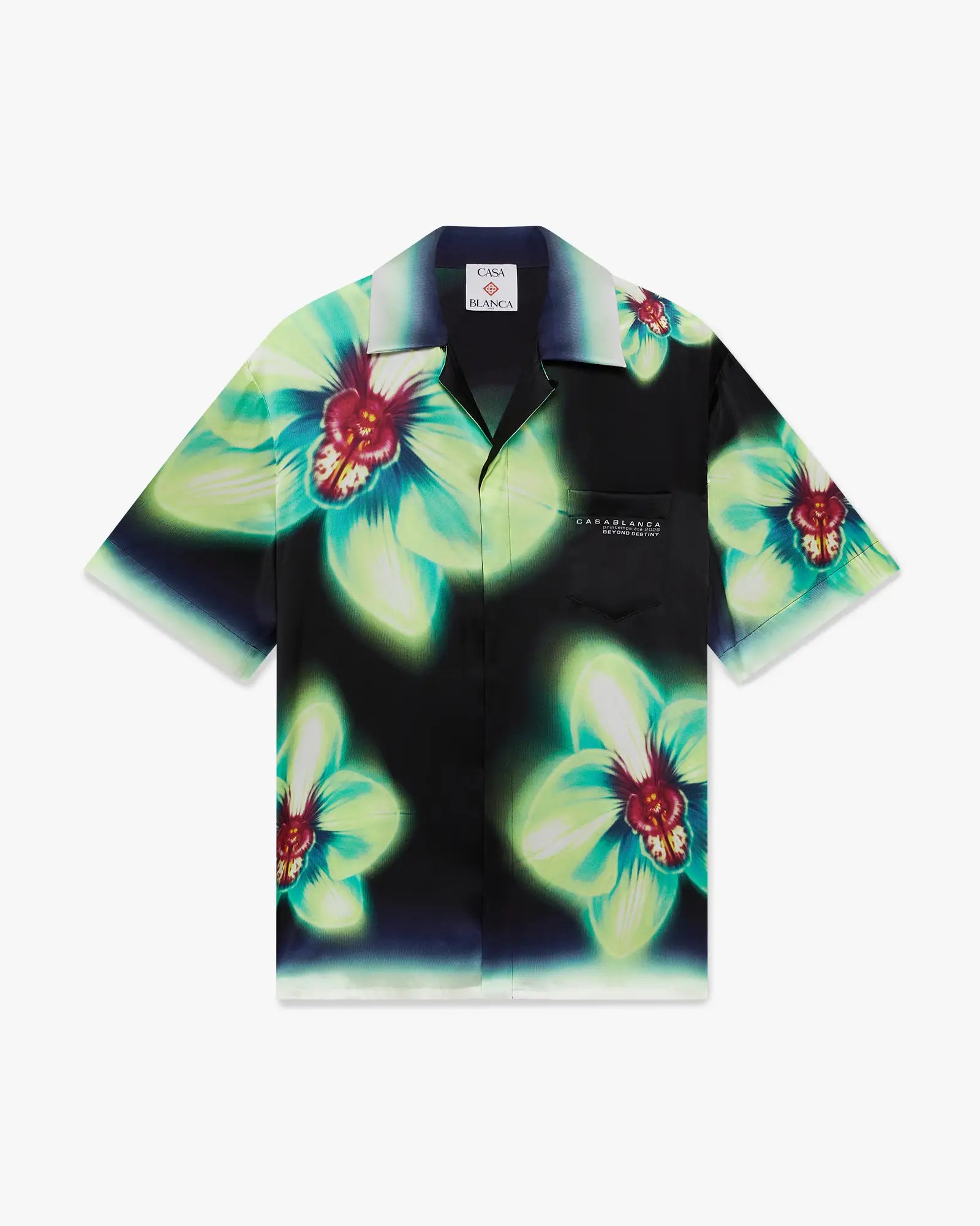 Orchid Glitch Short Sleeve Silk Shirt
