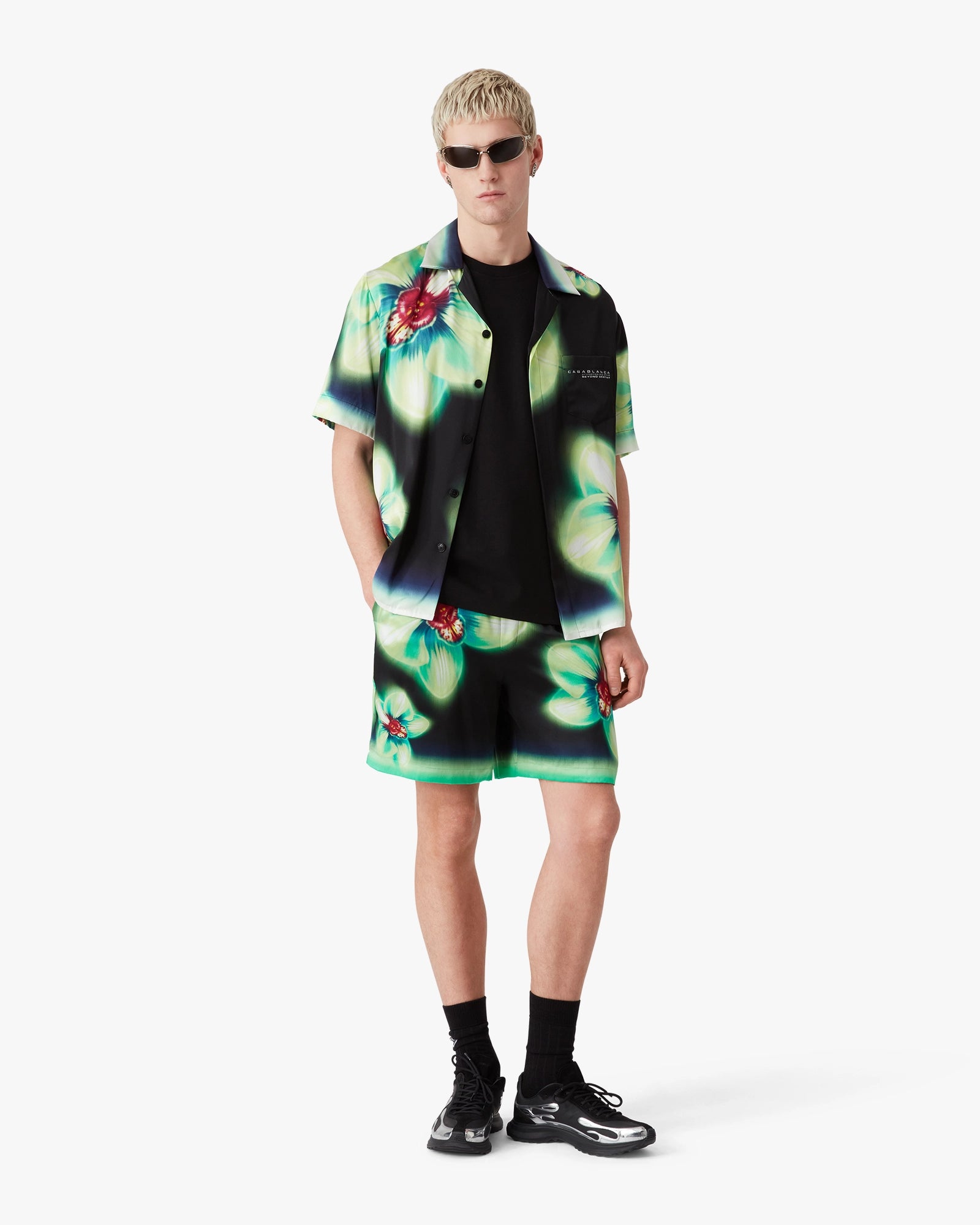 Orchid Glitch Short Sleeve Silk Shirt