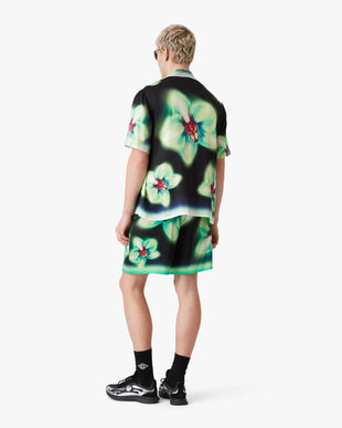 Orchid Glitch Short Sleeve Silk Shirt