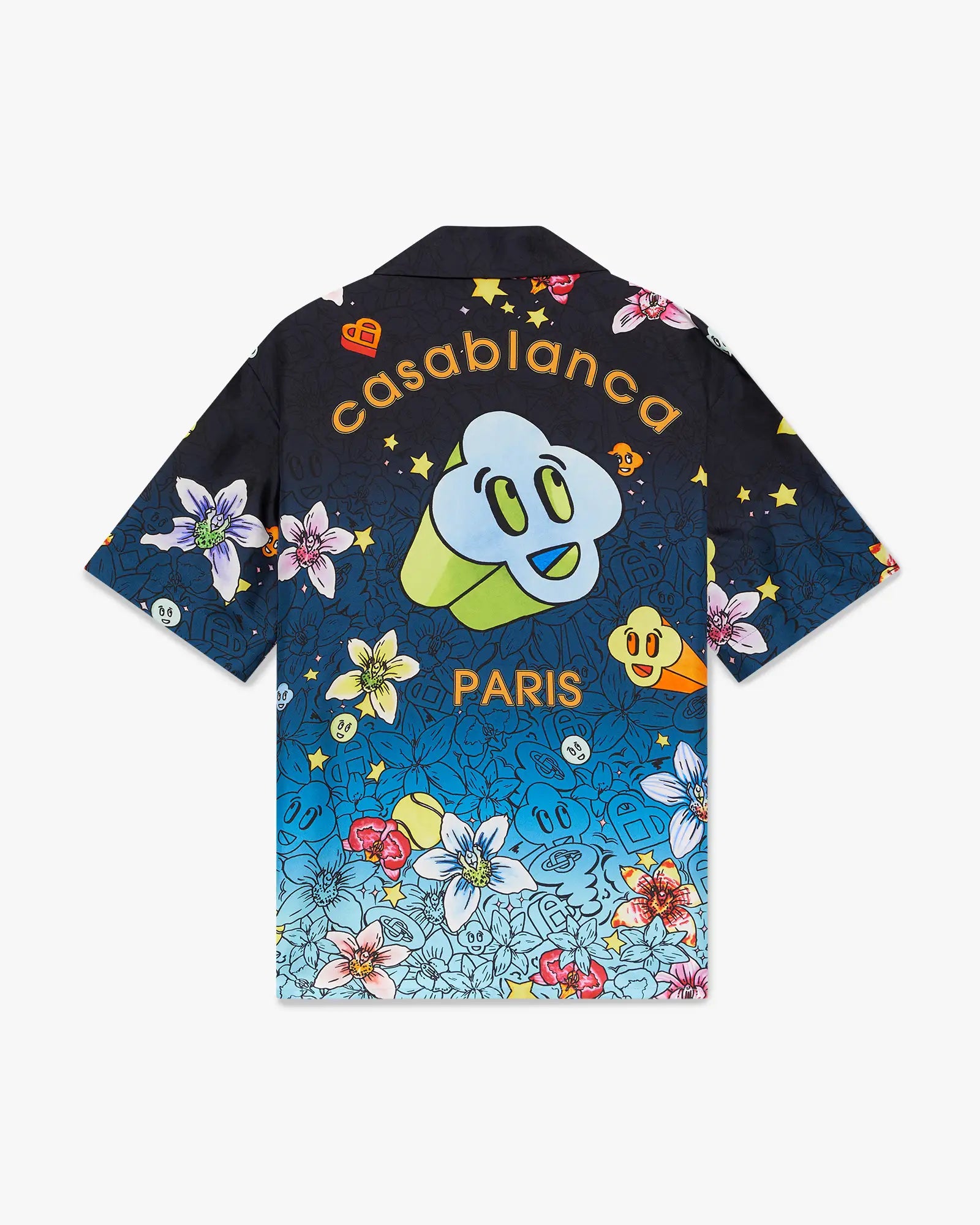 Collage D'Icones Graphiques Short Sleeve Silk Shirt