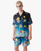 Collage D'Icones Graphiques Short Sleeve Silk Shirt