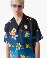 Collage D'Icones Graphiques Short Sleeve Silk Shirt