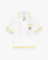 White Tennis Landscape Short Sleeve Silk Shirt