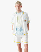 White Tennis Landscape Short Sleeve Silk Shirt