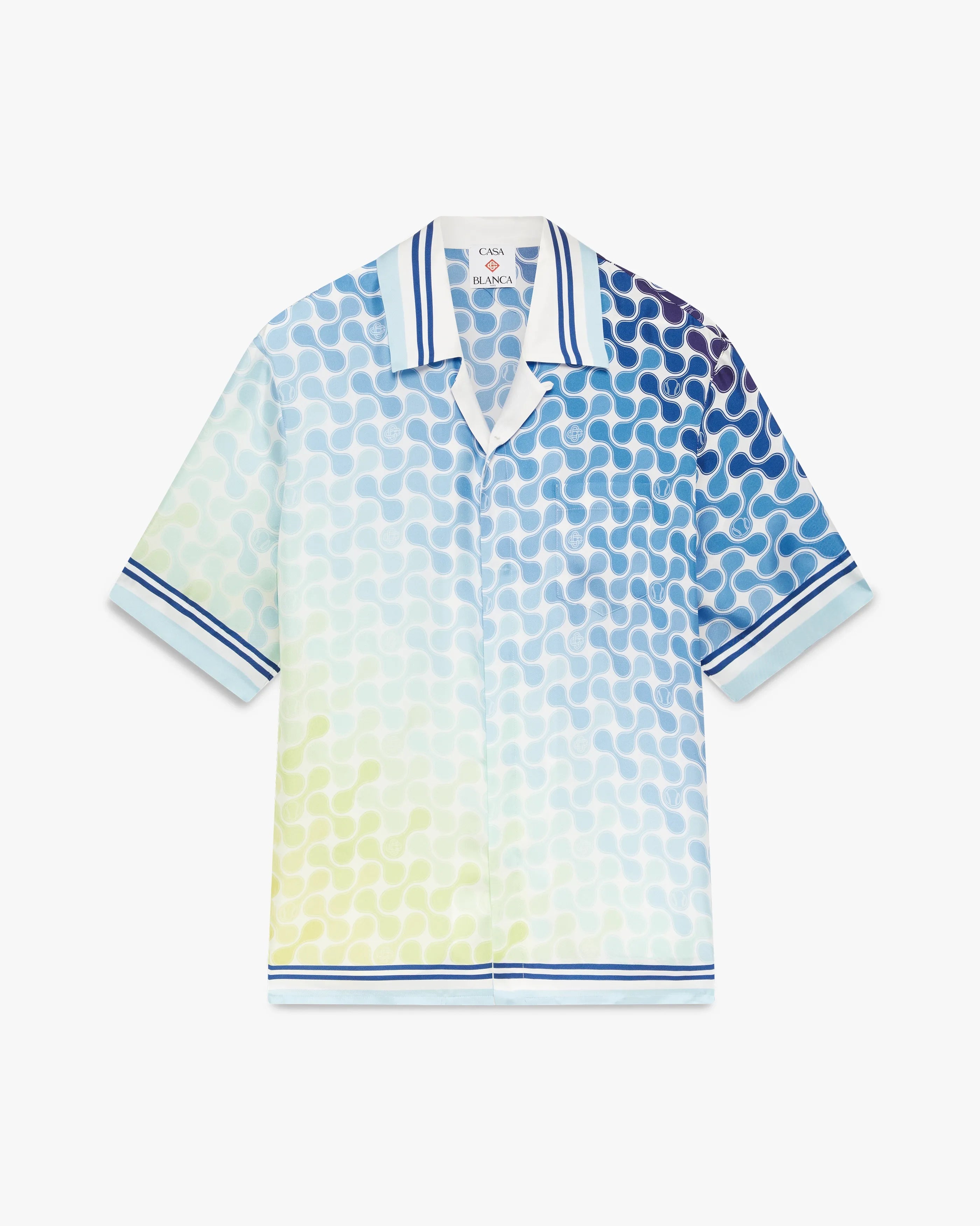 Gradient Tennis Tile Short Sleeve Silk Shirt